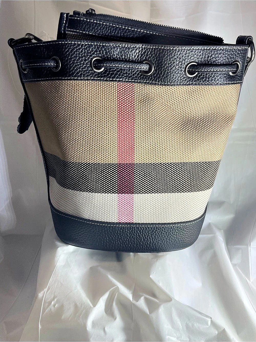 Color Block Shoulder Bag in Beige & Black Like New